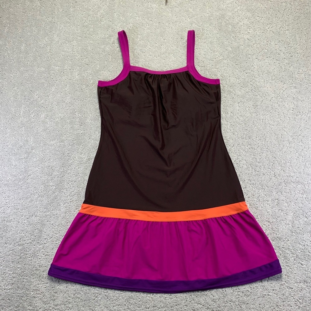 Prana Womens Swim Dress Size Small Brown Pink Orange Active Athletic Colorblock
